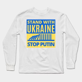 Stand With Ukraine, Stop Putin - Falling Dominoes Long Sleeve T-Shirt